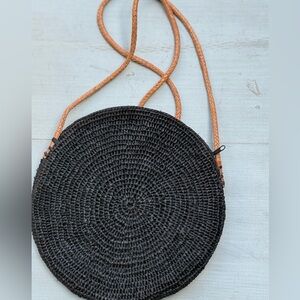 Black Woven Crossbody Bag